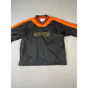 Vintage San Francisco Giants Pullover Mens L Black Orange‎ Windbreaker Majestic